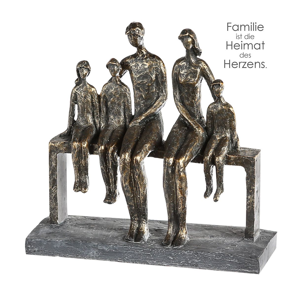Dekofigur Skulptur Wir sind Familie Dekoobje eine bronzefarben Familie