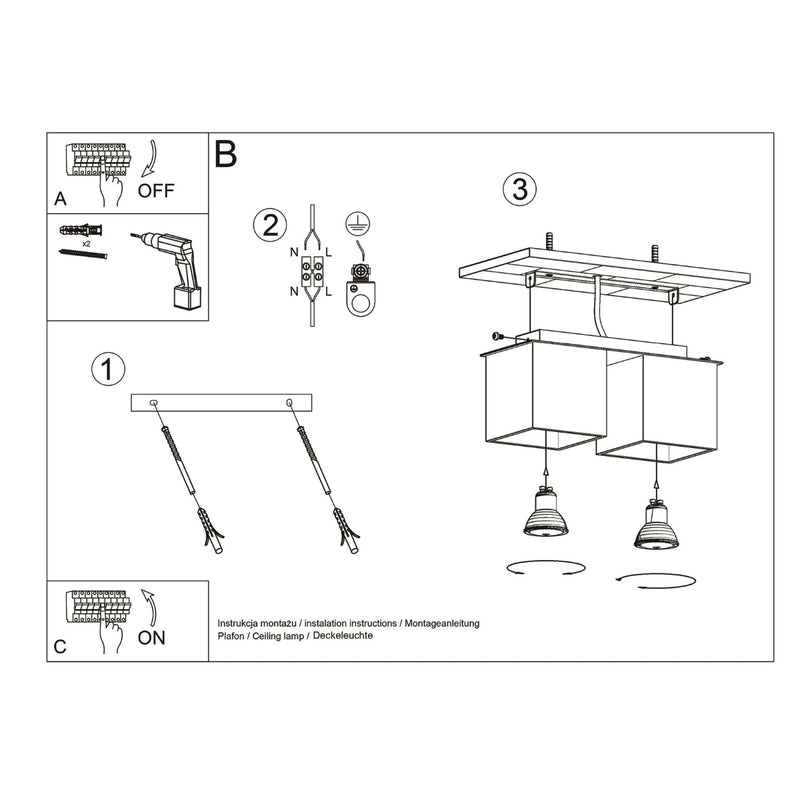 Plafondlamp QUAD 2 zwart