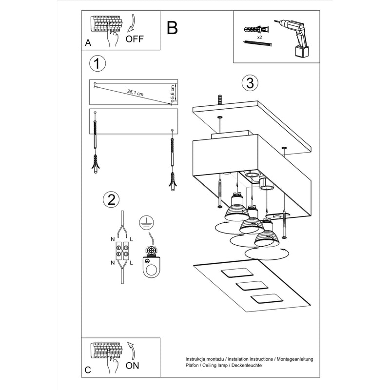 MONO 3 plafondlamp wit