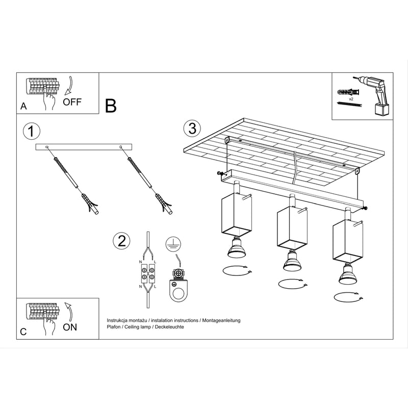 MERIDA 3 plafondlamp wit