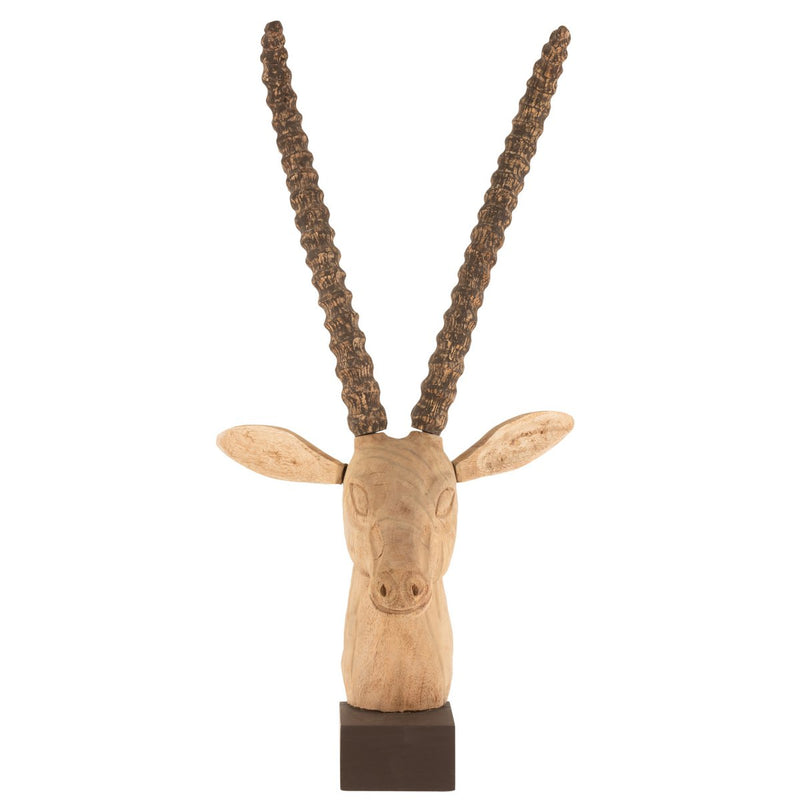 Elegant deer head made of mango wood – brown, 49 cm wide