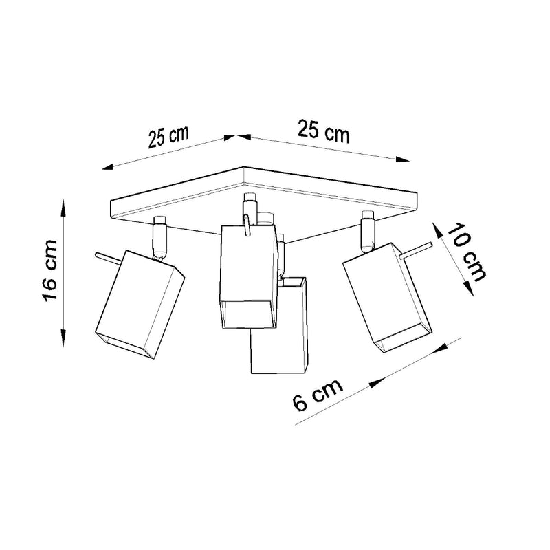 MERIDA 4 plafondlamp zwart