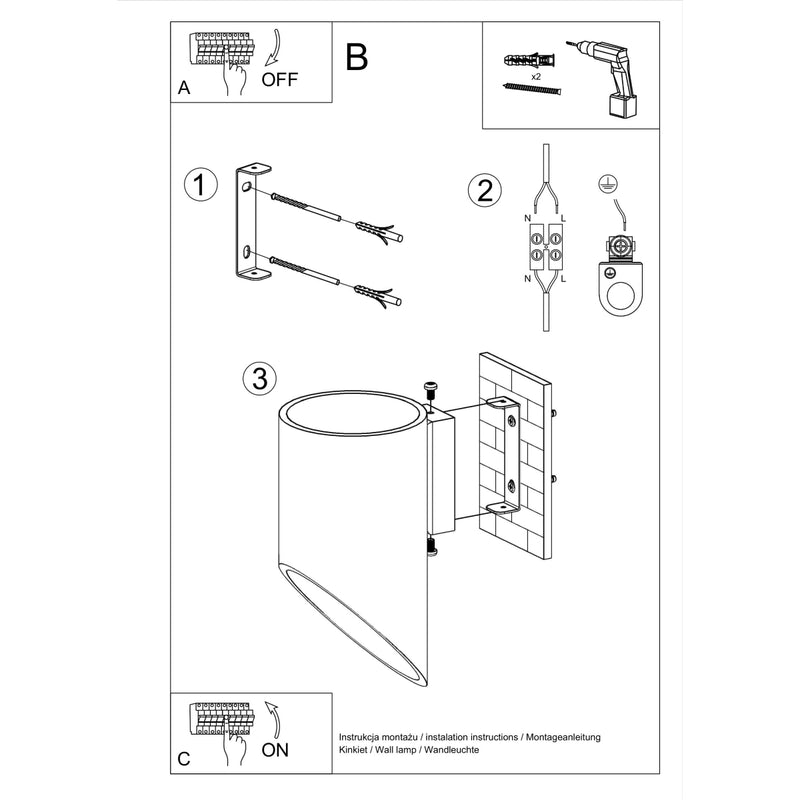 Wall light PENNE 20 black