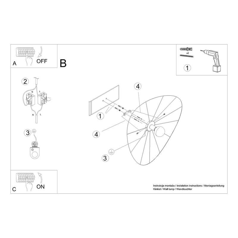 Wall light / ceiling light ESKOLA 70 black