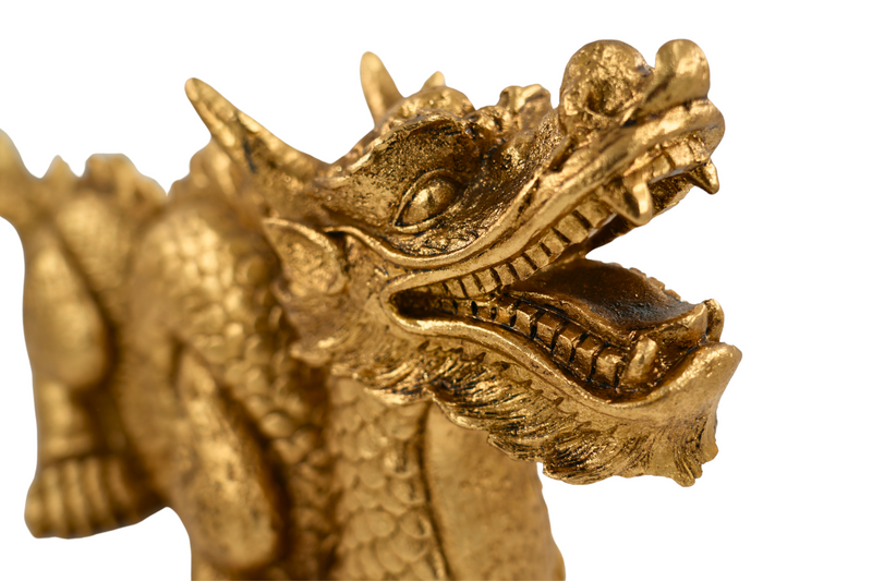 Goldener Polyresin Drache, 44 cm – Elegantes Dekorationsobjekt