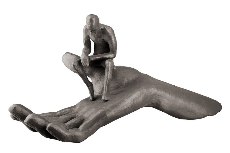 Modern ijzeren sculptuur 'Man aan de hand' - hedendaagse kunst voor verzamelaars en interieurdecoratie