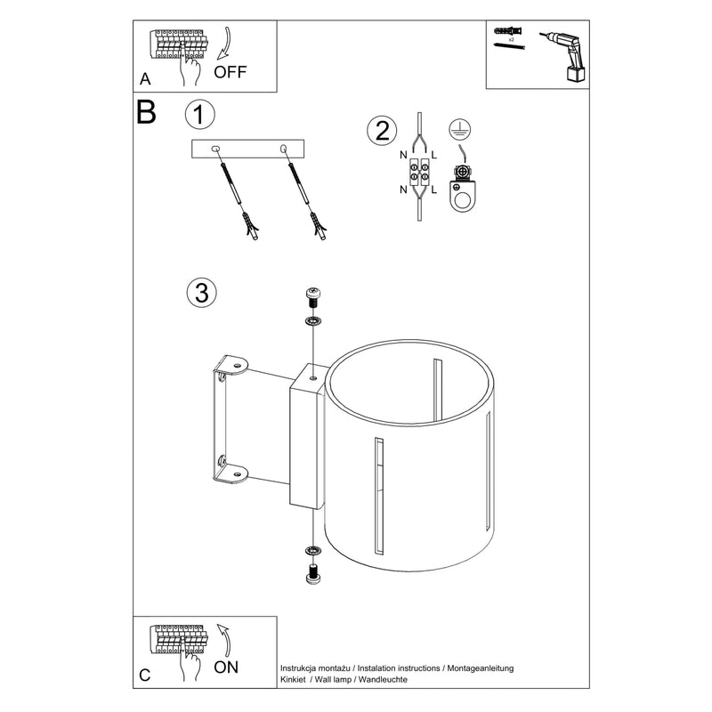 INEZ wandlamp zwart