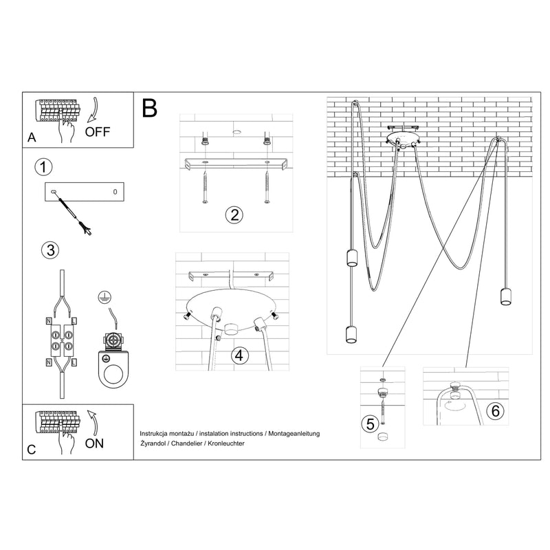 Chandelier EDISON 3 black