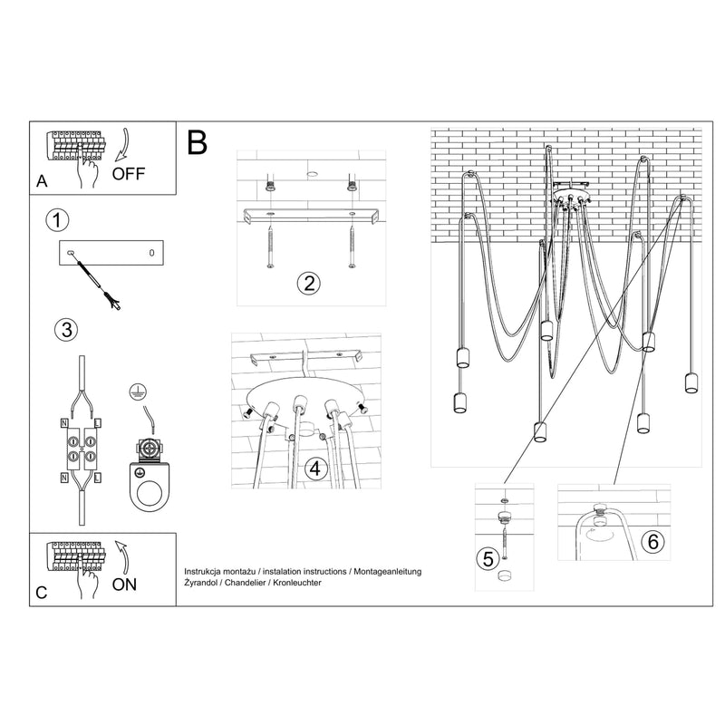 Chandelier EDISON 7 black