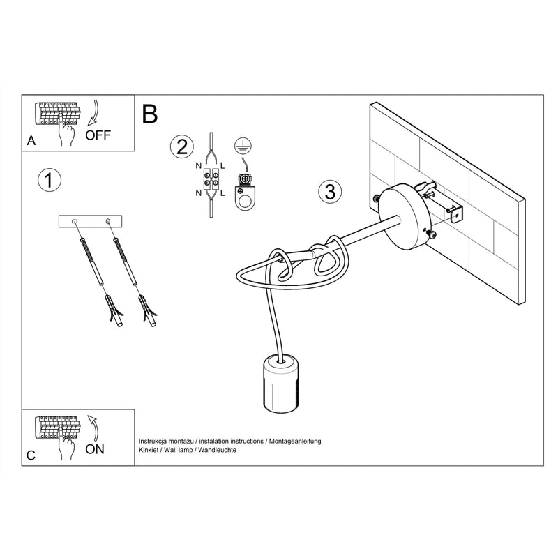 Wandlamp EDISON zwart