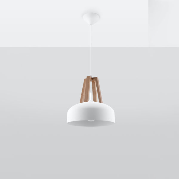 CASCO hanging lamp white/natural wood