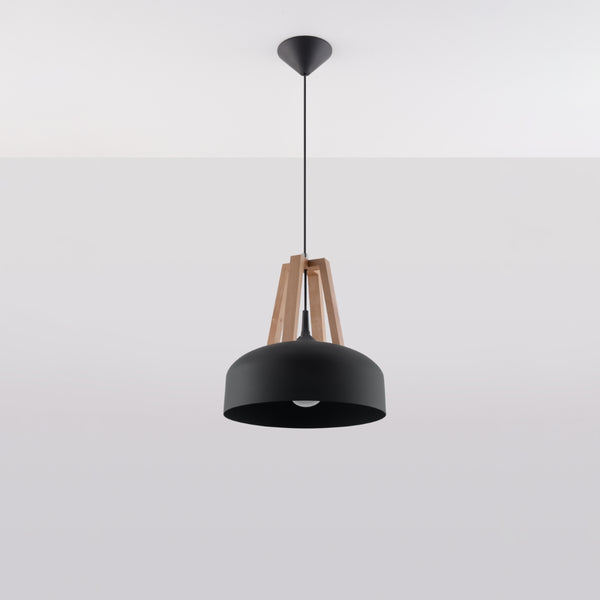 CASCO hanglamp zwart/natuurlijk hout