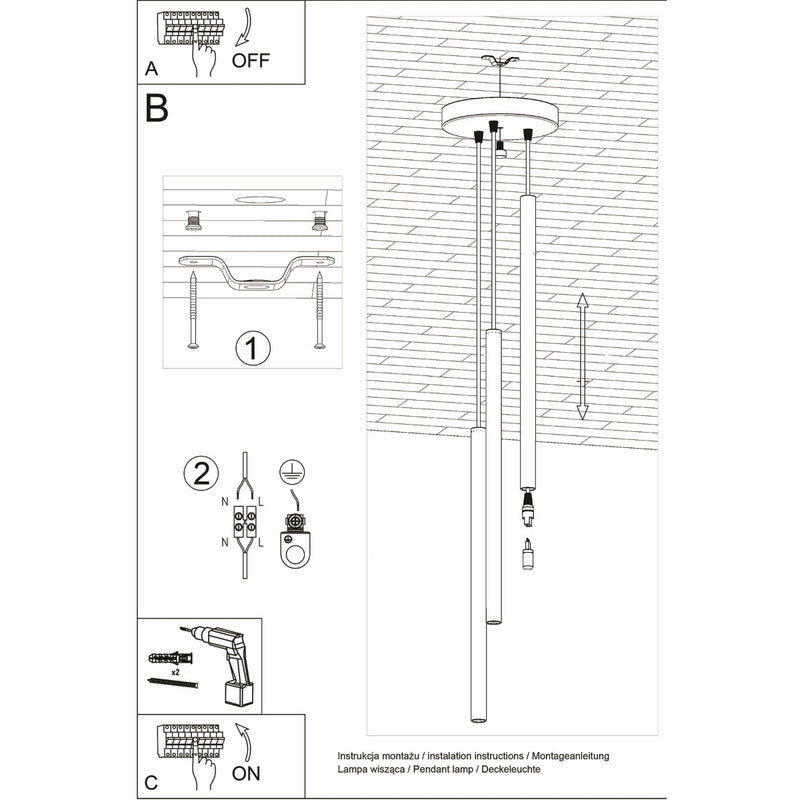 PASTELO 3P hanging light white