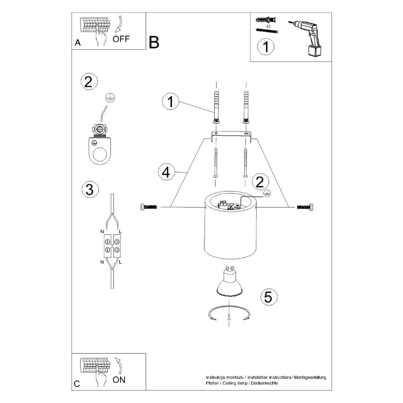 ORBIS betonnen plafondlamp