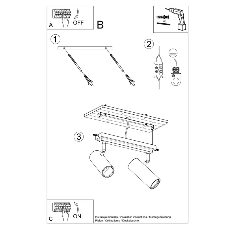 Ceiling light DIREZIONE 2 black