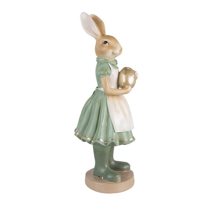 Dekorationsstatue Hase Grün, Goldfarben 17x15x40 cm