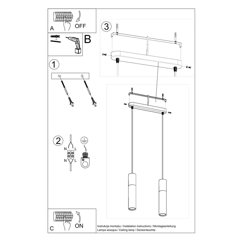 PABLO 2 hanging light white