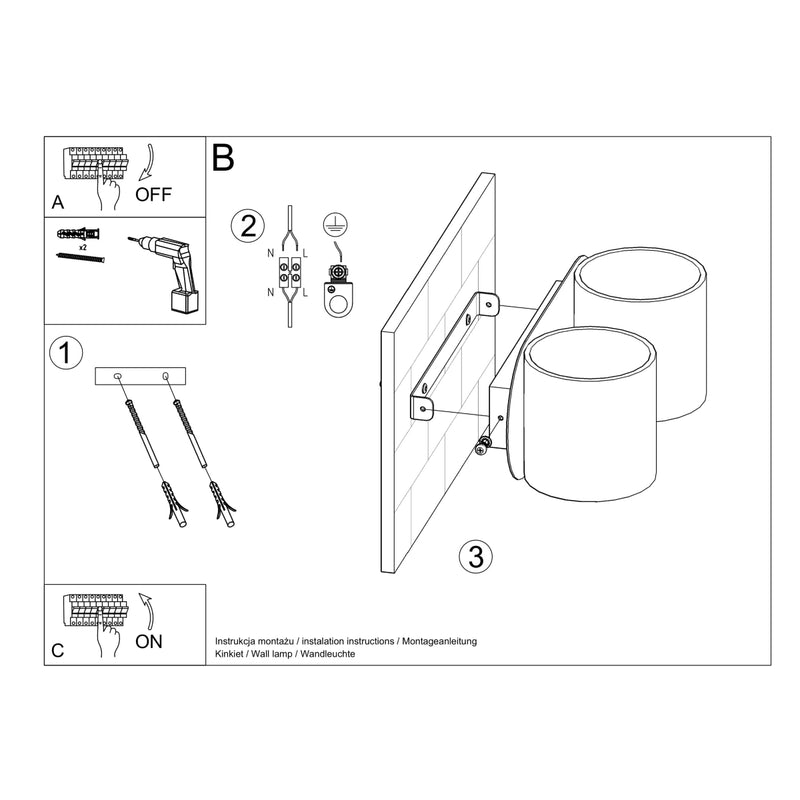 Wandlamp ORBIS 2 grijs