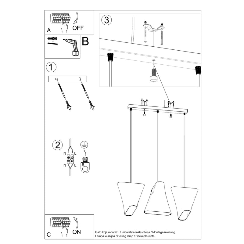 Kroonluchter BLUM 3 wit