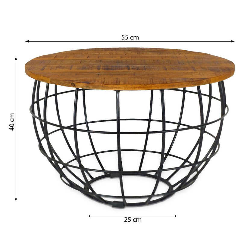 Beistelltisch nachhaltig Couchtisch Wohnzimmer-Tisch rund Lexington ø 55 cm Metall Gestell massiv