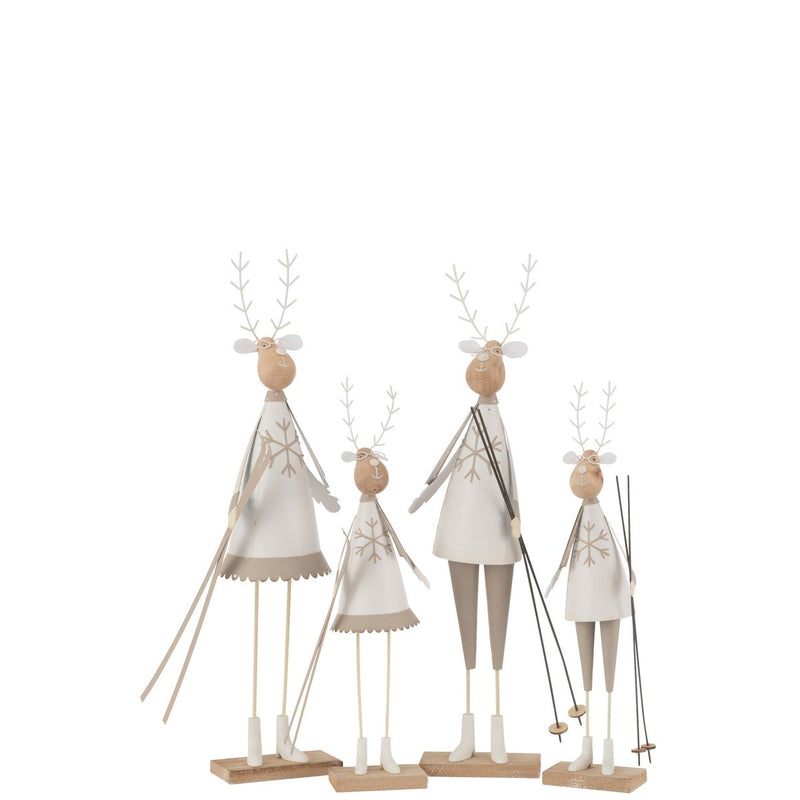 Set of 2 Reindeer Decoration Figures Boys Girls Metal Wood White Beige 49 cm