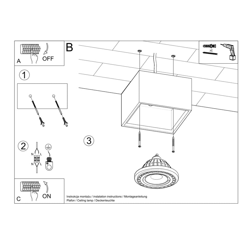 Plafondlamp QUATRO 1 beton