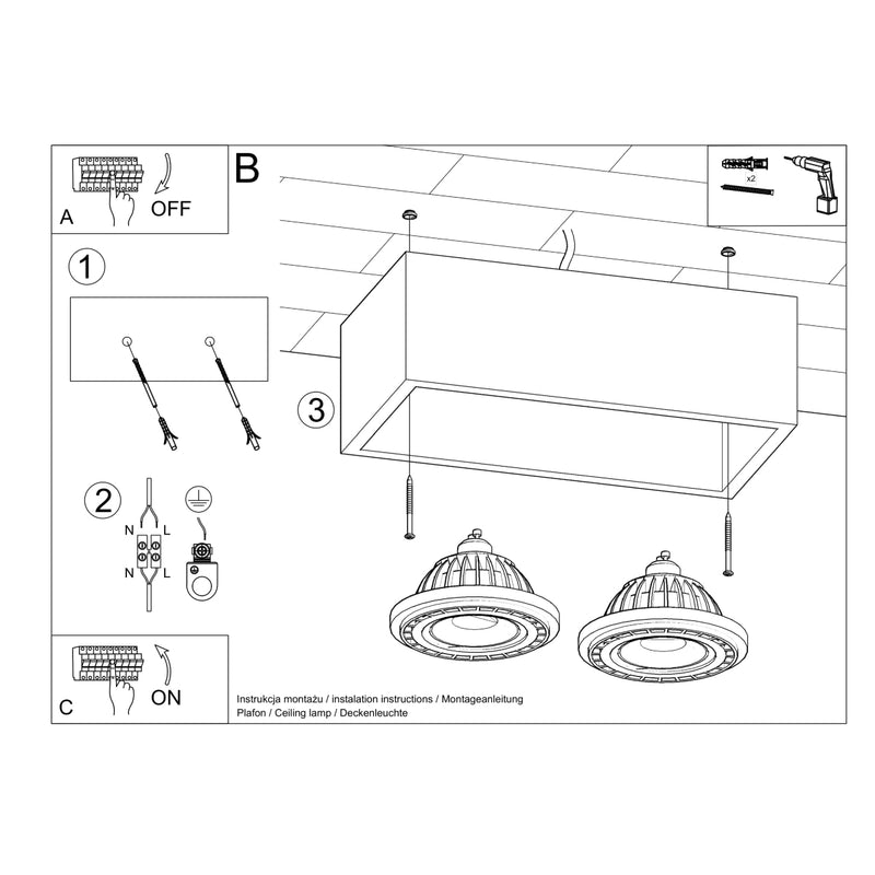 Plafondlamp QUATRO 2 beton