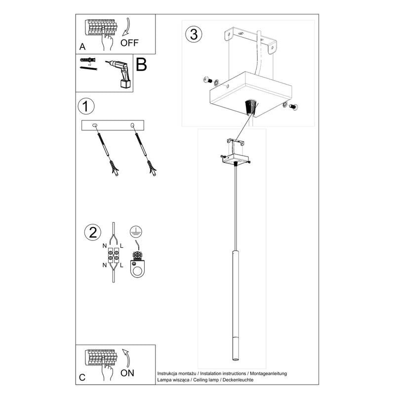 MOZAICA 1 hanging light black/chrome