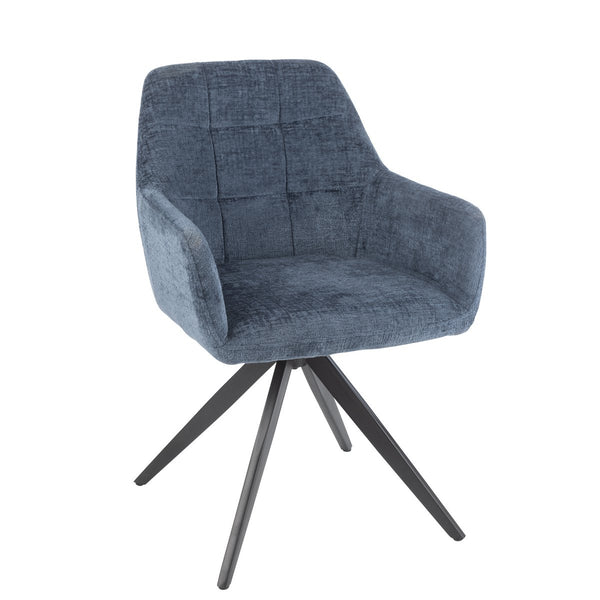 Blauw gestoffeerde stoel Louna met metalen frame, 85 cm