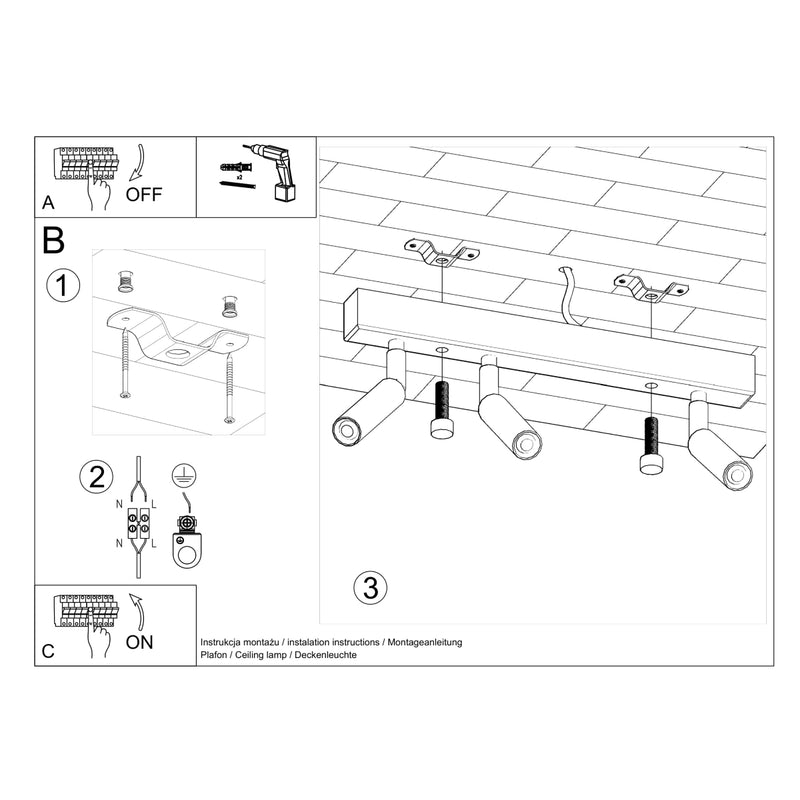 Plafondlamp EYETECH 3 zwart