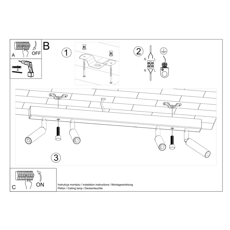 Plafondlamp EYETECH 4 zwart