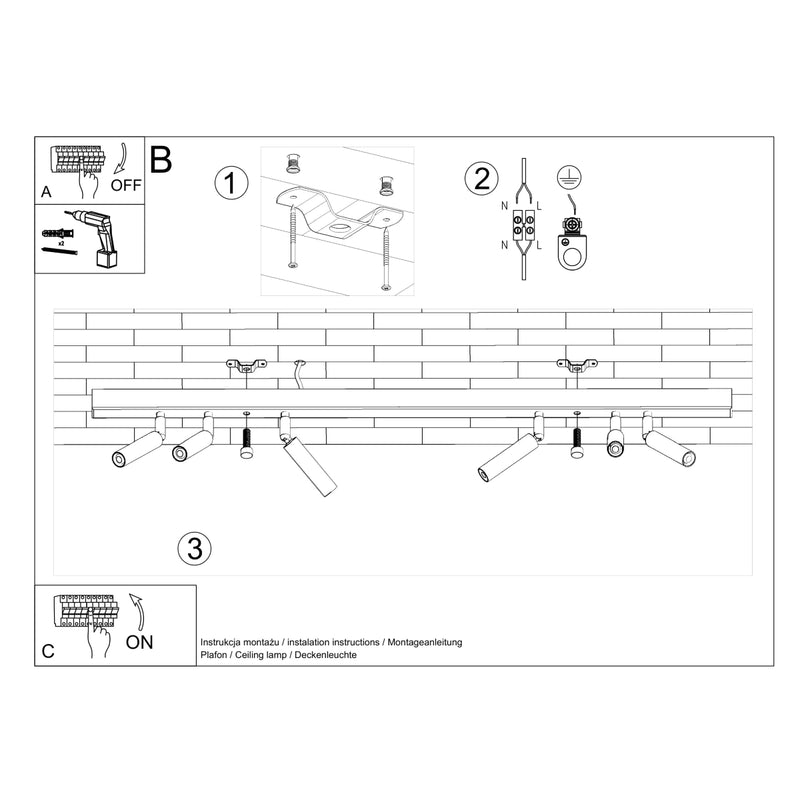 Plafondlamp EYETECH 6 zwart