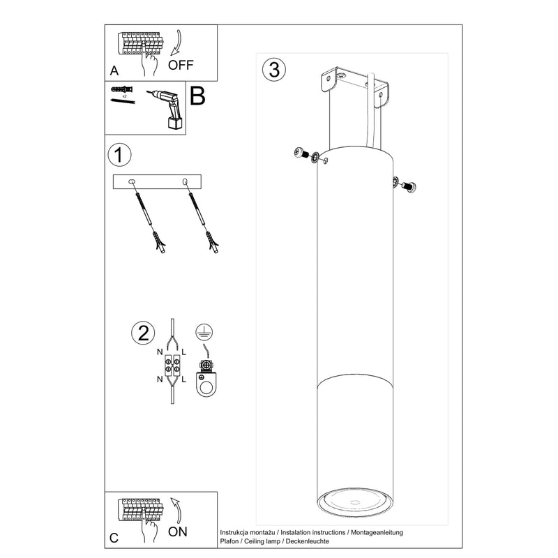 LOOPEZ plafondlamp zwart/chroom