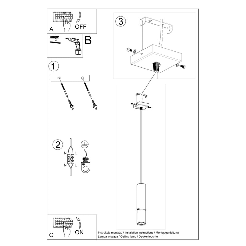 LOOPEZ 1 hanging light black/chrome