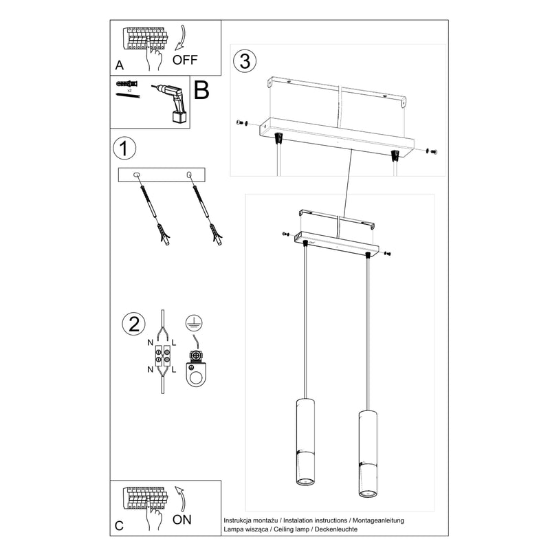 LOOPEZ 2 hanglamp zwart/chroom