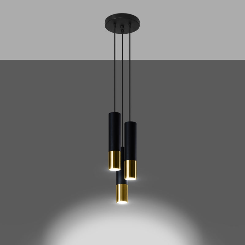 LOOPEZ 3P hanglamp zwart/goud