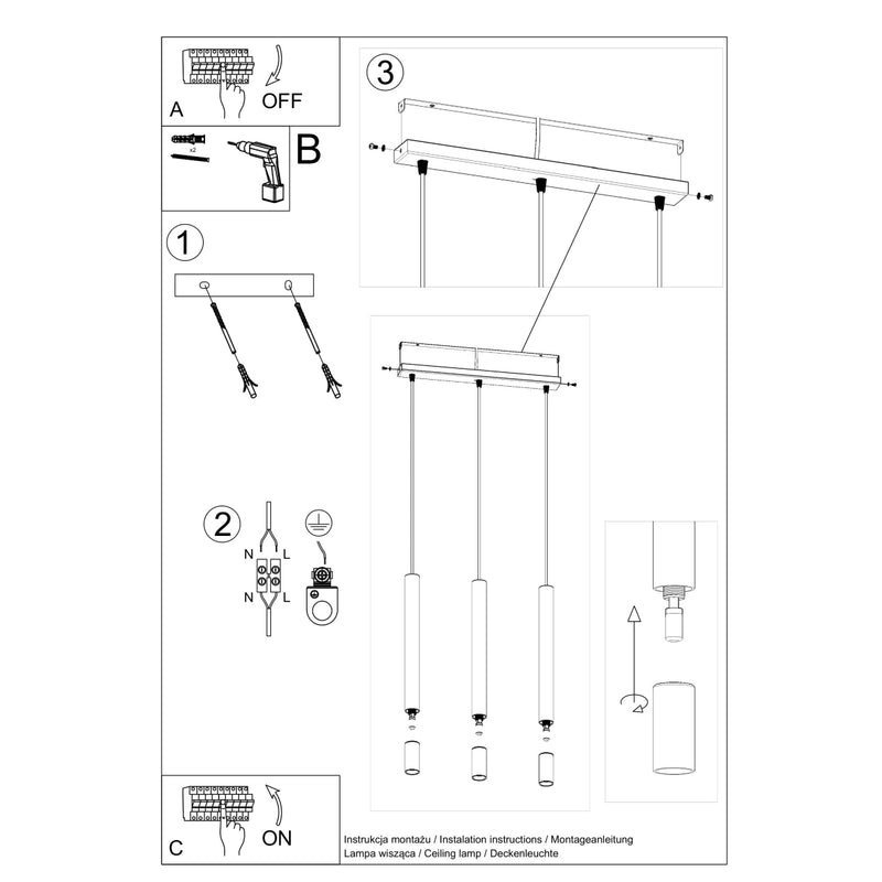 WEZYR 3 hanging light white