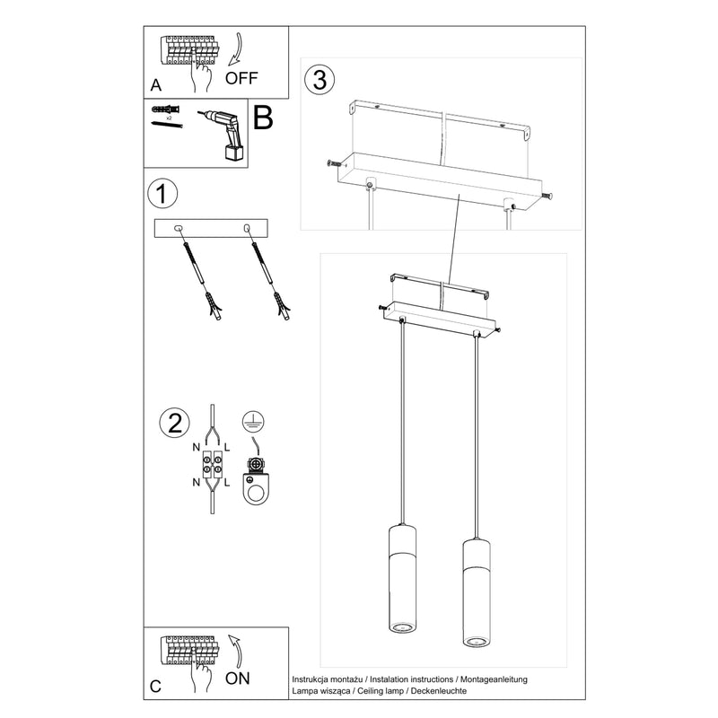 ZANE 2 hanging light grey