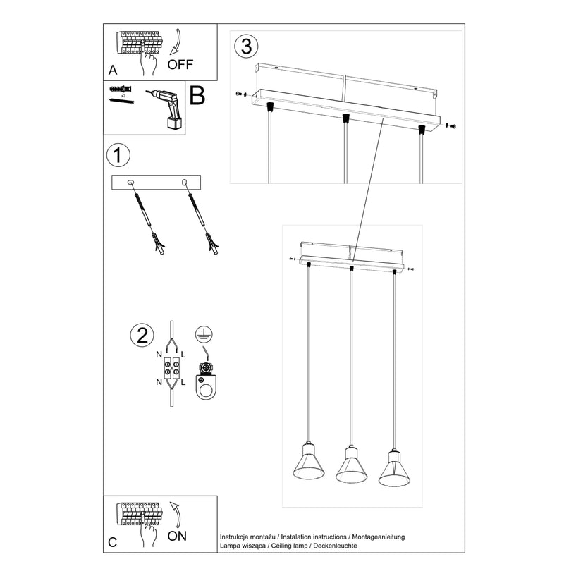 TALEJA 3 hanging light black [E27]