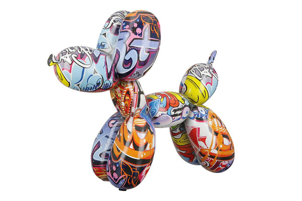 Poly Balloon Dog "Street Art" - Stijlvolle nieuwigheid in kleurrijk graffiti-design voor een moderne sfeer