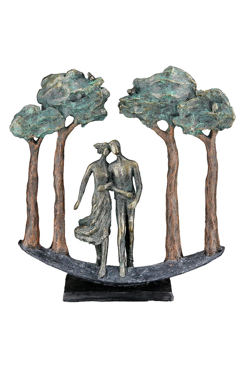 Sculpture 'Under Trees' - Elegant couple motif with inspiring saying card