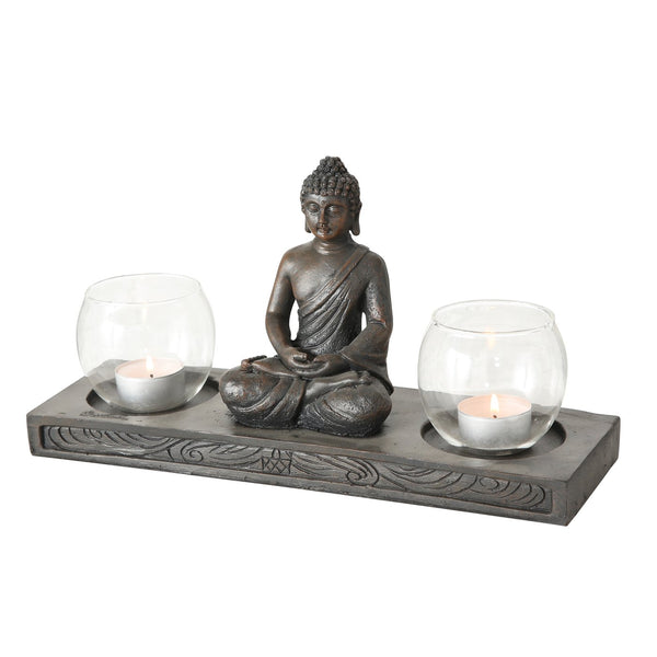 Zen Harmony lantern - Buddha design with double candle holder