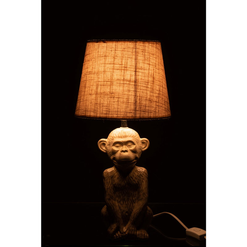 Tischlampe Affenfigur Beige Zement 46cm