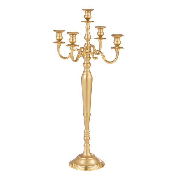 Candle holder 5 arms - aluminum - gold - large