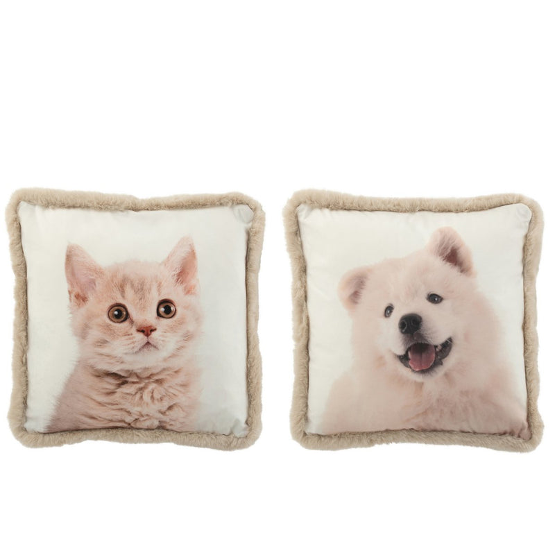 Cute animal motif cushions in a set of 2 – cat and dog – 45 x 45 cm