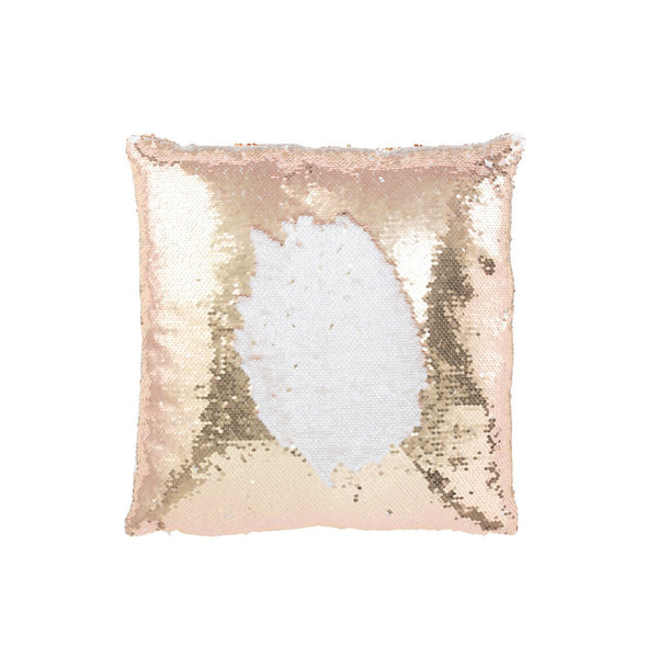 Omkeerbaar kussen met pailletten – Champagne Wit – 45x45 cm