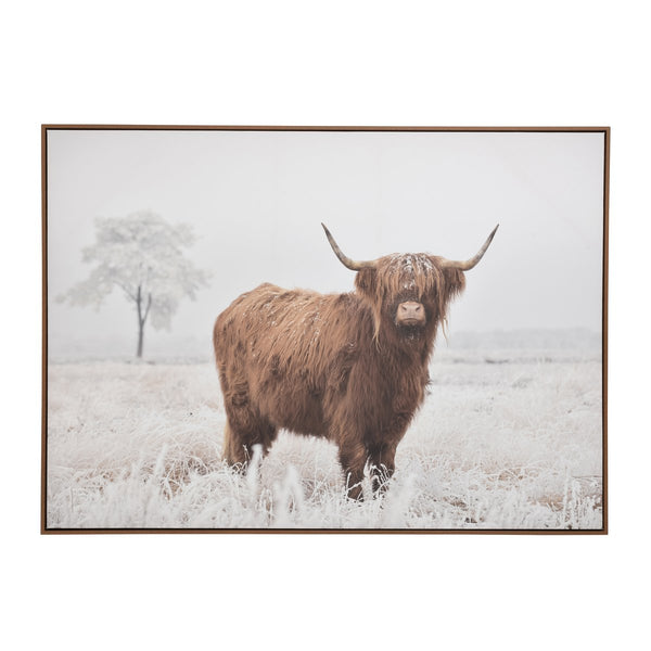 Yak picture winter landscape canvas wooden frame