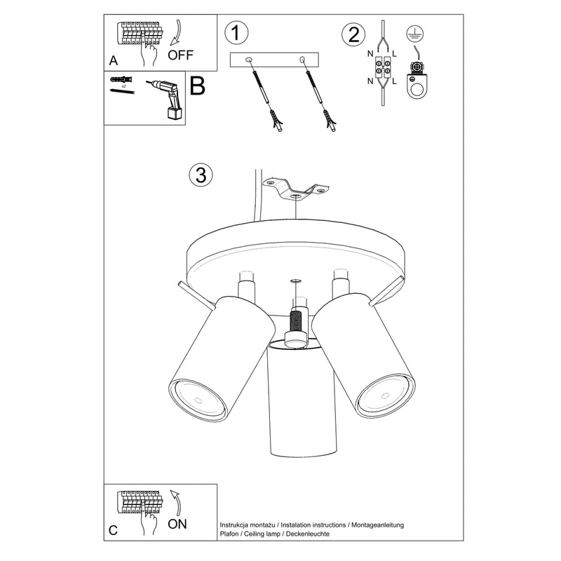 Ceiling light RING 3P black