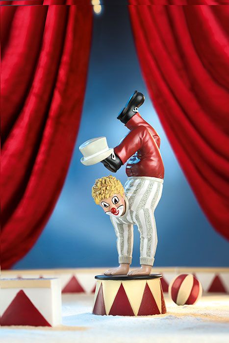 Handgefertigte Gilde Clown Figur 'Der Artist', akrobatisch, Kunstharz, 19 cm