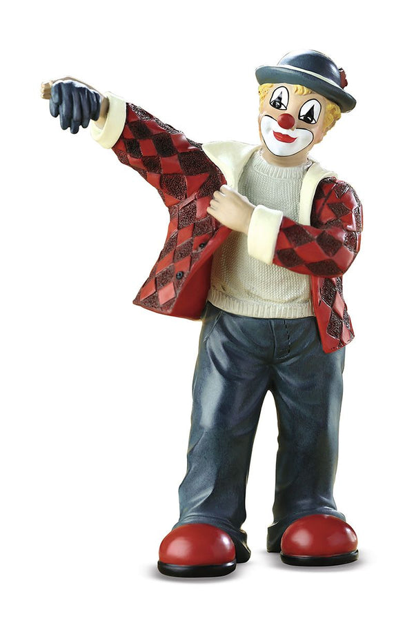 Handgefertigte Gilde Clown Figur 'Das neue Kostüm', festlich, Kunstharz, 15 cm
